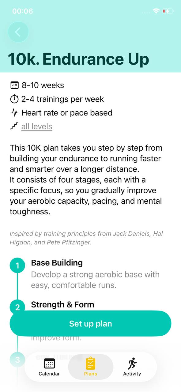 10K. Endurance Up plan card