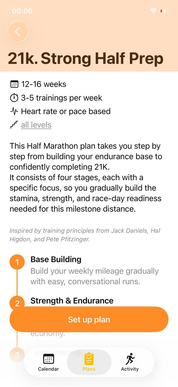 21K. Strong Half Prep plan card