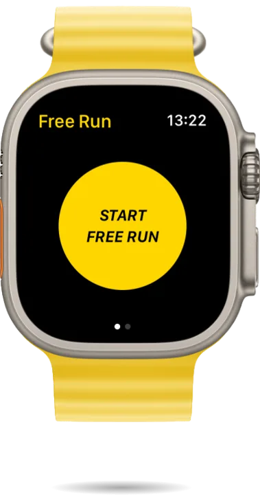 Run Plan Free Run screen on Apple Watch with a large Start Free Run button